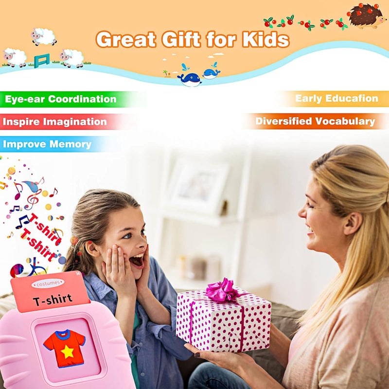 TARIOMART Talking Flash Cards Learning Toys for Toddlers 1-6 Year Old,British English, 224 Words, Audible Educational Toys, Preschool Learning Resource Electronic Interactive Toy Birthday Gifts for Kids - Image 4